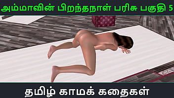 Reproducir Video porno animado en 3D de una linda chica frotándose el coño en posición de perrito con una historia de sexo en audio tamil