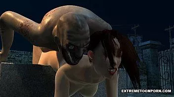 Play Sexy 3d babe fucked in a graveyard by a zombie