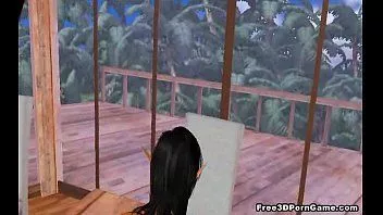 Abspielen Zwei pelzige 3D-Cartoons werden von einem Hengst gefickt