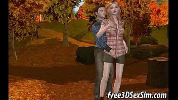 Afspelen Hete 3D blonde babe trekt aan een pik in het bos