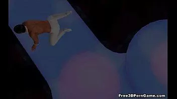 play 3D-Cartoon-Stripper, der auf der Bühne seinen Schwanz befummelt