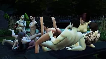 Abspielen Öffentliche Orgie in einem dunklen Wald - 3D-Hentai