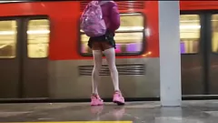 play Cute Shemale Schoolgirl's Upskirt Peek: New Feminine Trans Unicorn