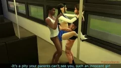 Abspielen Sims 4: Wilder College-Dreier in öffentlichen Verkehrsmitteln – Japanischer Ebenholz-Anal