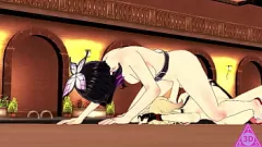 Odtwórz Futanari Toga Shinobu's Hentai Treachese: lodjob, ręczna ręka i rozgrywka wytrysk