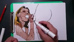 play Artistul adolescent blond dă muie în timp ce desenează artă erotică