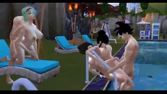 Abspielen Dragon Ball Z: Dampfpool -Orgie mit Milf nebenan und Stiefmod - Hentai Anime Porno