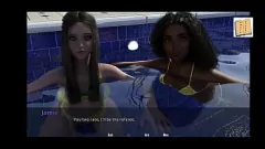 Afspelen 3D College Cuties Jasmine en Jamie's stomende poolside -ontmoeting