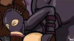 Reproduzir Mamãe hentai peituda disfarçada leva uma surra forte em um gangbang de galo negro selvagem